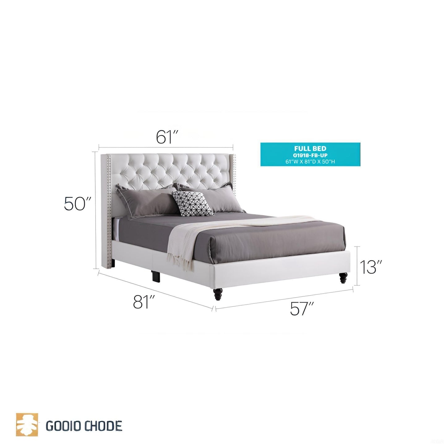 Upholstered Nailhead Trim Chic Bed - The Sleep Loft - Online Mattress Showroom NYC
