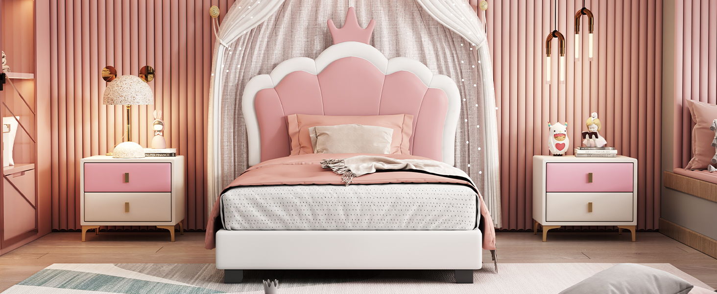 Upholstered Princess Platform Bed With Crown Headboard - The Sleep Loft - Online Mattress Showroom NYC