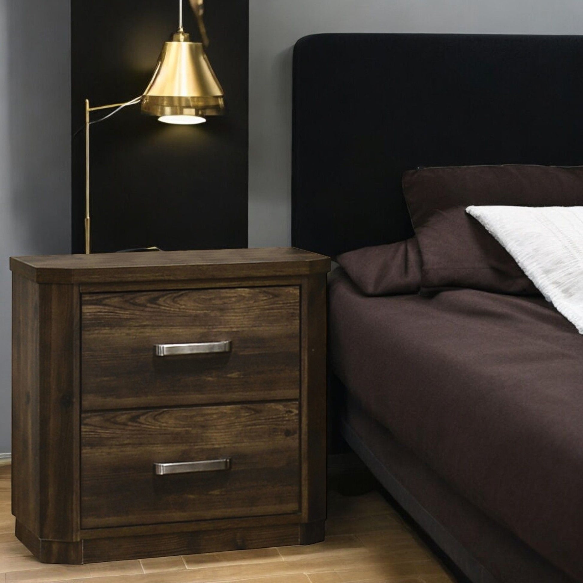 Elettra - Rustic Nightstand - Walnut - The Sleep Loft - Online Mattress Showroom NYC