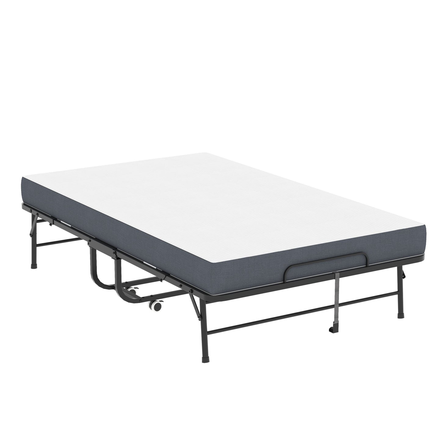 Twin Wide Folding Bed For Tall People, Extra Long & Wide Rollaway With Memory Foam, Heavy-Duty Capacity Guest, Spacious Portable Cot - Black - The Sleep Loft - Online Mattress Showroom NYC