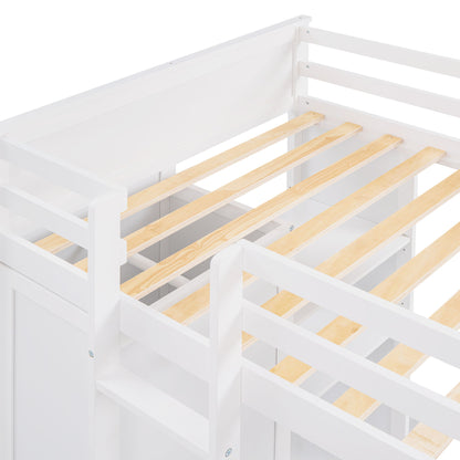 Loft Bed With A Stand Alone Bed, Shelves, Desk, And Wardrobe - The Sleep Loft - Online Mattress Showroom NYC