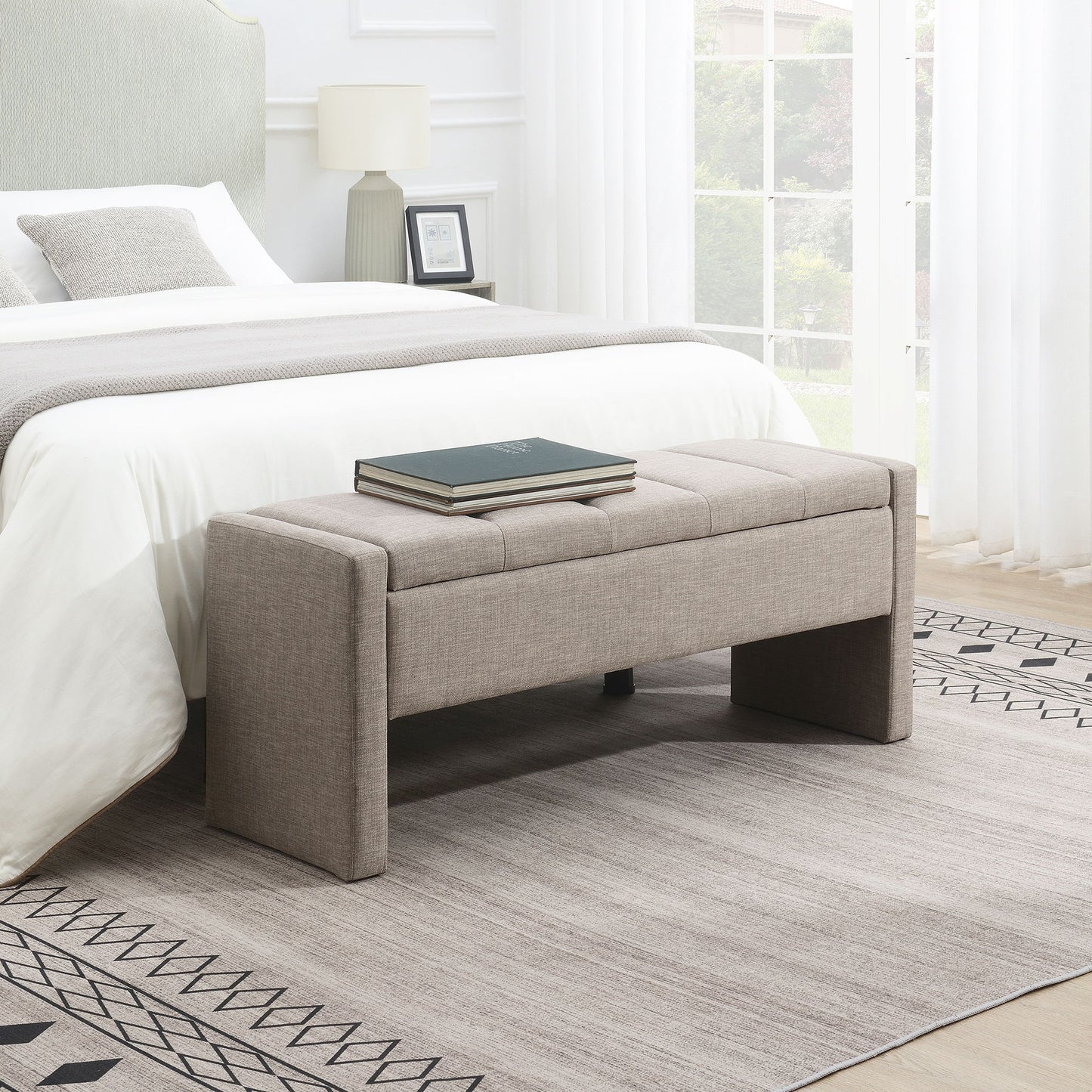 Modern Upholstered Large Bed End Bench With Storage - The Sleep Loft - Online Mattress Showroom NYC