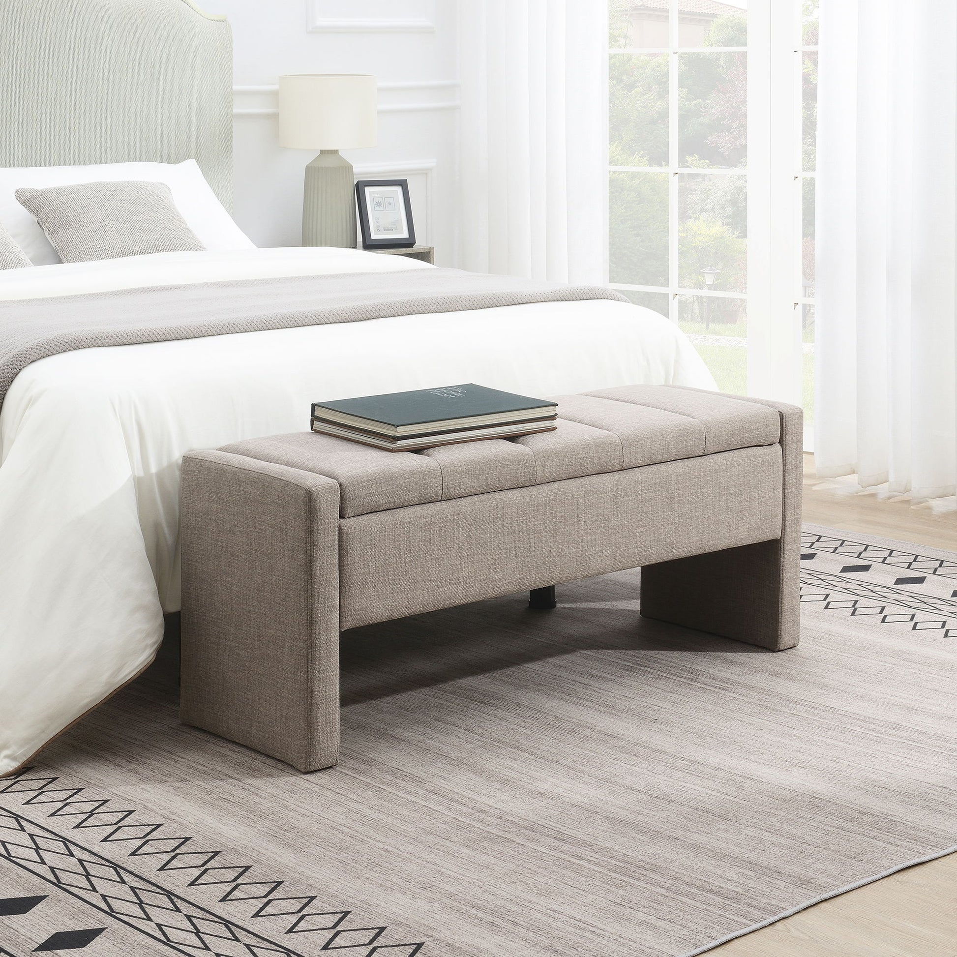 Modern Upholstered Large Bed End Bench With Storage - The Sleep Loft - Online Mattress Showroom NYC