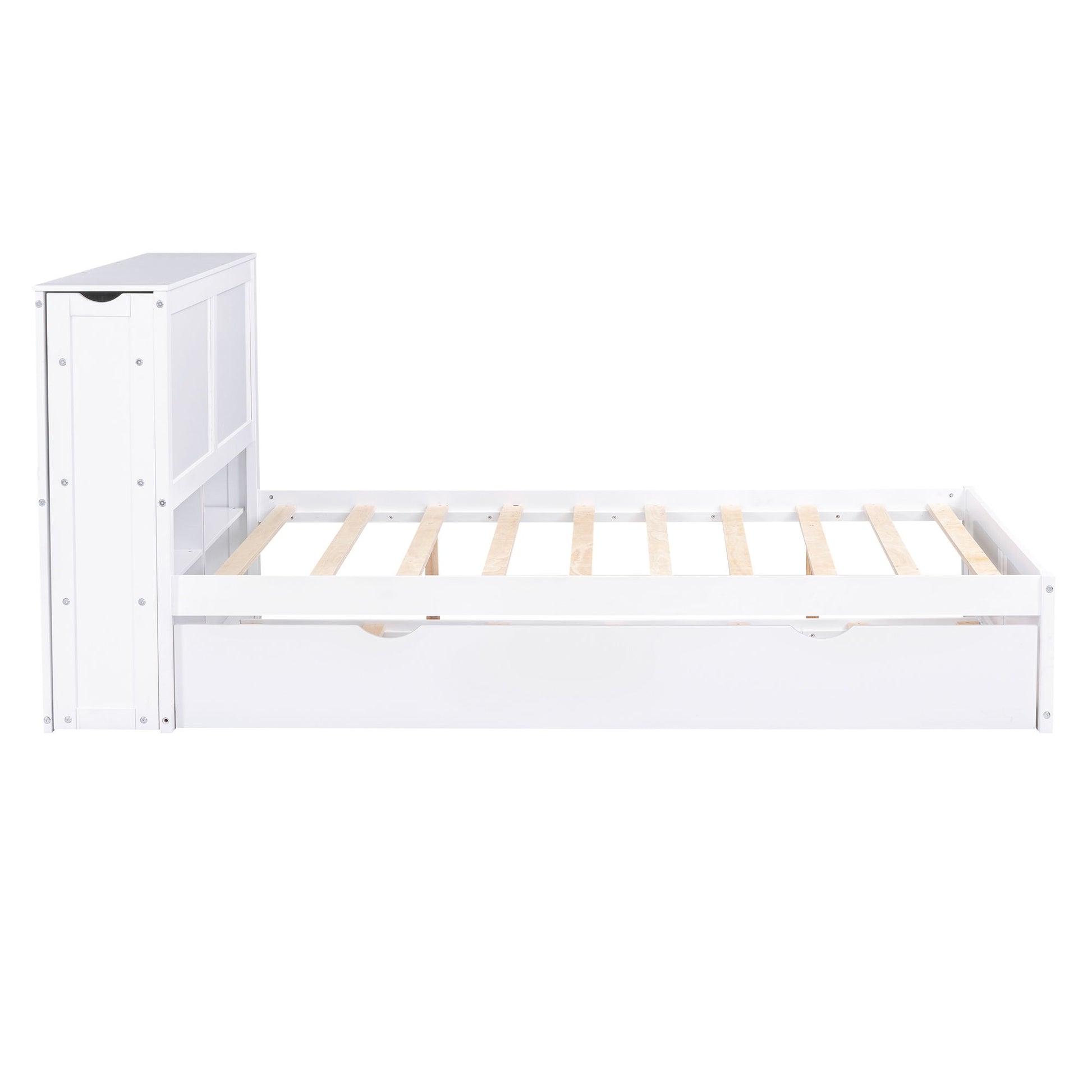 Storage Platform Bed With Pull Out Shelves And Trundle - The Sleep Loft - Online Mattress Showroom NYC