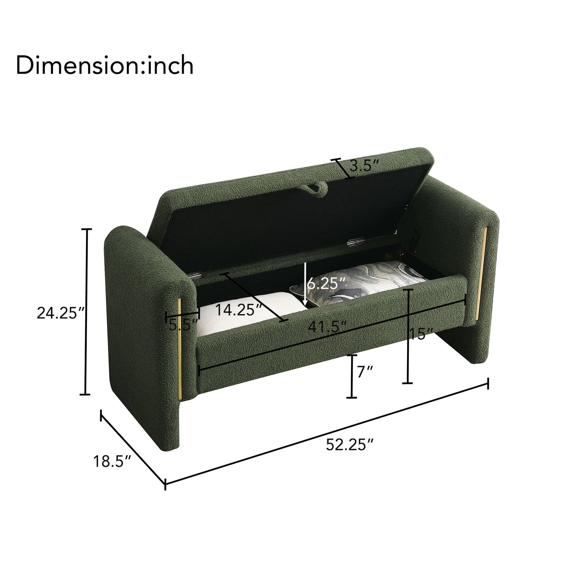Modern Teddy Upholstered Large Bed End Bench With Arms And Storage - The Sleep Loft - Online Mattress Showroom NYC
