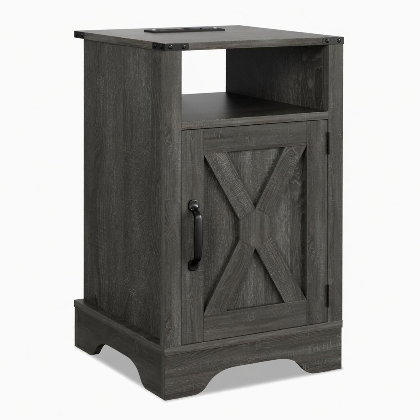 Farmhouse Nightstand, Charging Station & Storage
