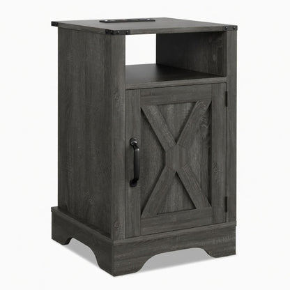 Farmhouse Nightstand, Charging Station & Storage