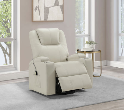 Armstrong Upholstered Power Lift Massage Recliner Ivory