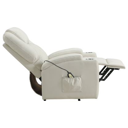 Armstrong Upholstered Power Lift Massage Recliner Ivory
