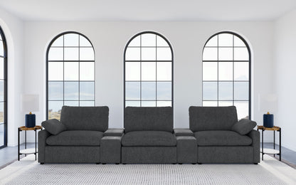 Collins 5-Piece Power Reclining Home Theater Seating Dark Grey