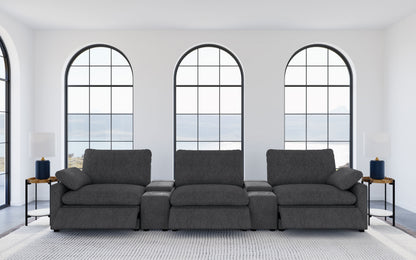 Collins 5-Piece Power Reclining Home Theater Seating Dark Grey