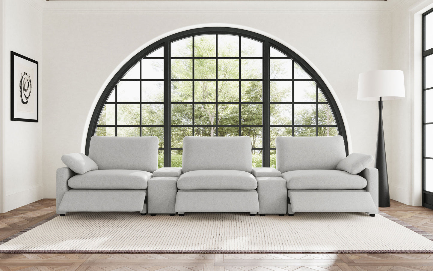 Collins 5-Piece Power Reclining Home Theater Seating Grey
