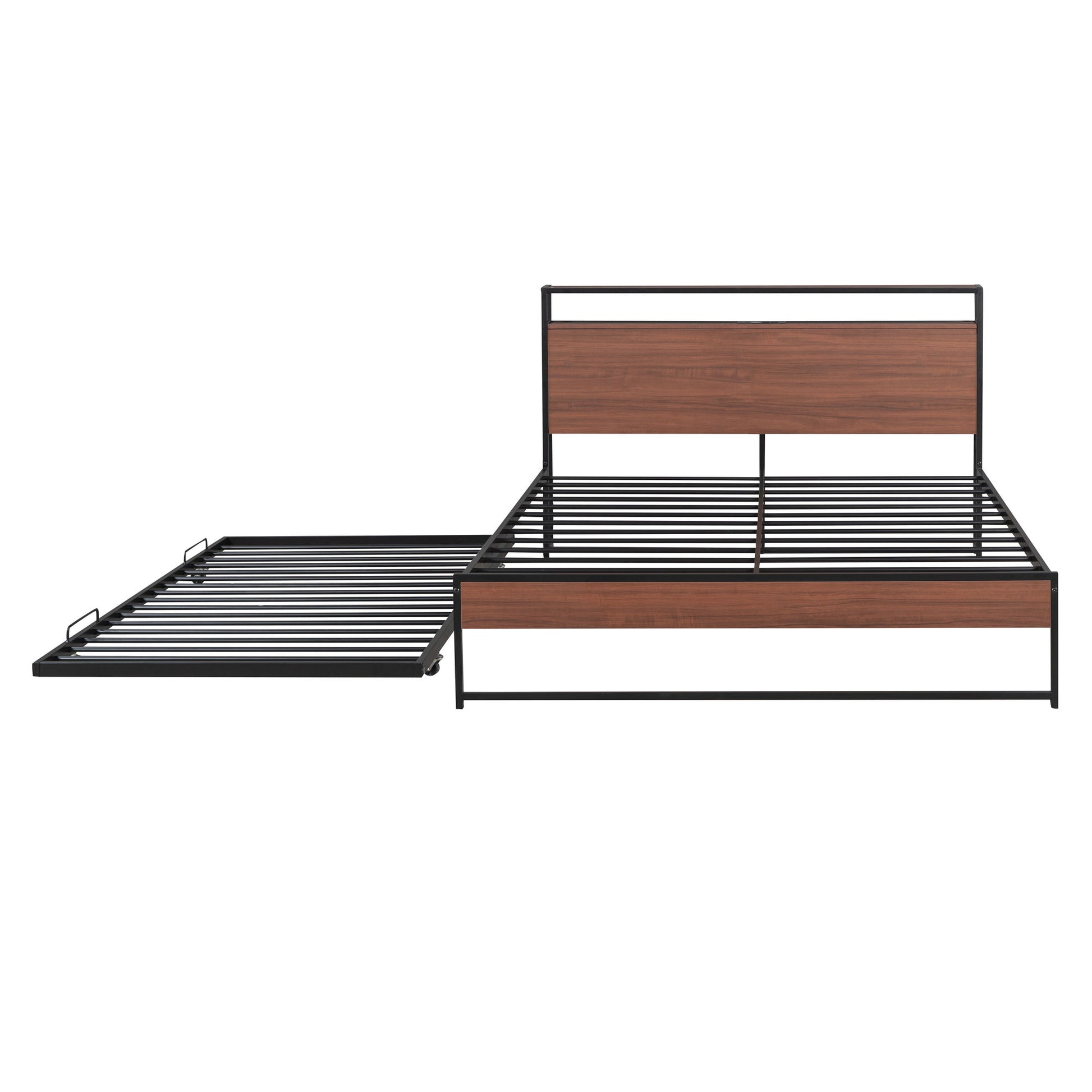 Platform Bed Frame With Trundle, USB Ports And Slat Support, No Box Spring Needed - The Sleep Loft - Online Mattress Showroom NYC