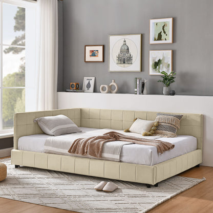 Mid-Century Storage Upholstered Tufted Bed Frame With Backrest And Armrests - The Sleep Loft - Online Mattress Showroom NYC