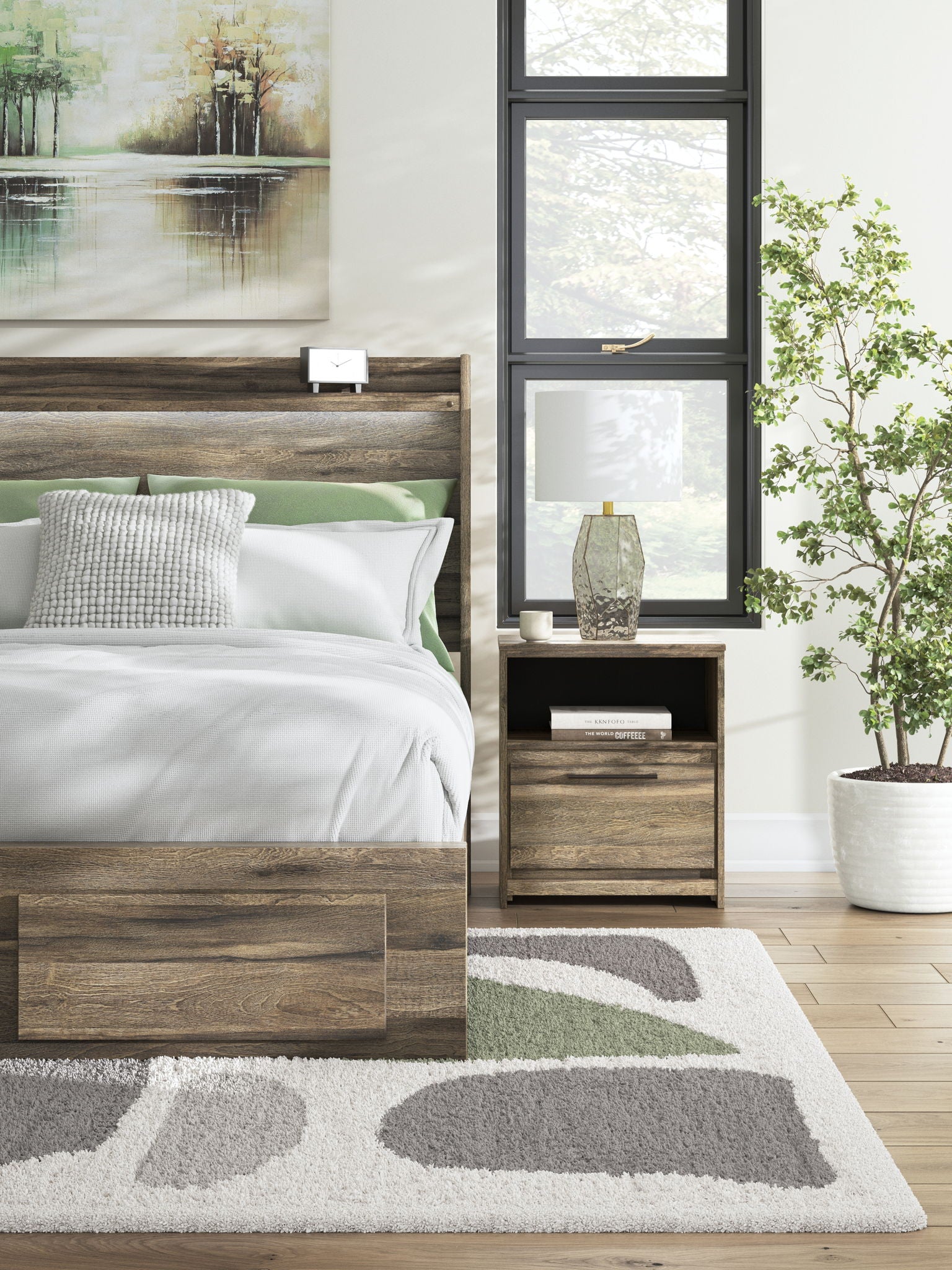 Elbrim - One Drawer Night Stand - Brown - The Sleep Loft - Online Mattress Showroom NYC