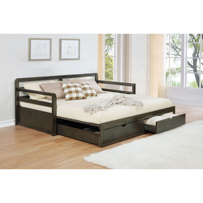 Twin Long 2 Drawer Daybed With Extendable Trundle, Storage Drawers, Fits Standard Mattress - Gray - The Sleep Loft - Online Mattress Showroom NYC