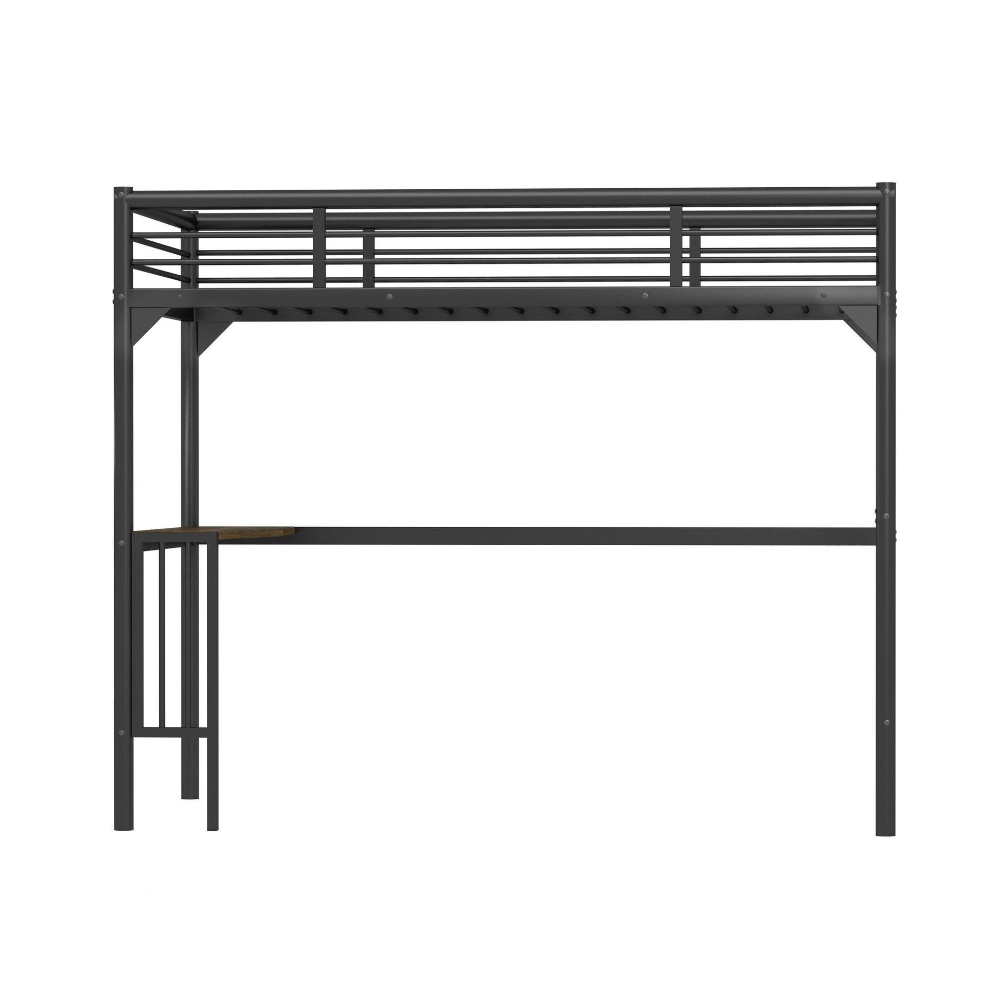 Twin Metal Loft Bed With Desk, Ladder And Guardrails, Bookdesk Under Bed - Black - The Sleep Loft - Online Mattress Showroom NYC
