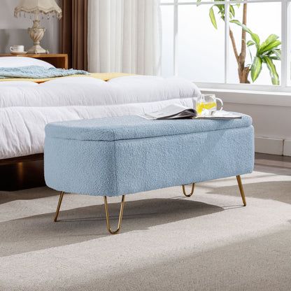 Storage Ottoman Bench For End Of Bed Legs, Modern Camel Faux Fur Entryway Bench Upholstered Padded With Storage For Living Room Bedroom - The Sleep Loft - Online Mattress Showroom NYC