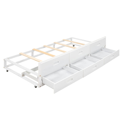 Platform Bed With Storage Headboard, USB, Trundle And 3 Drawers - The Sleep Loft - Online Mattress Showroom NYC