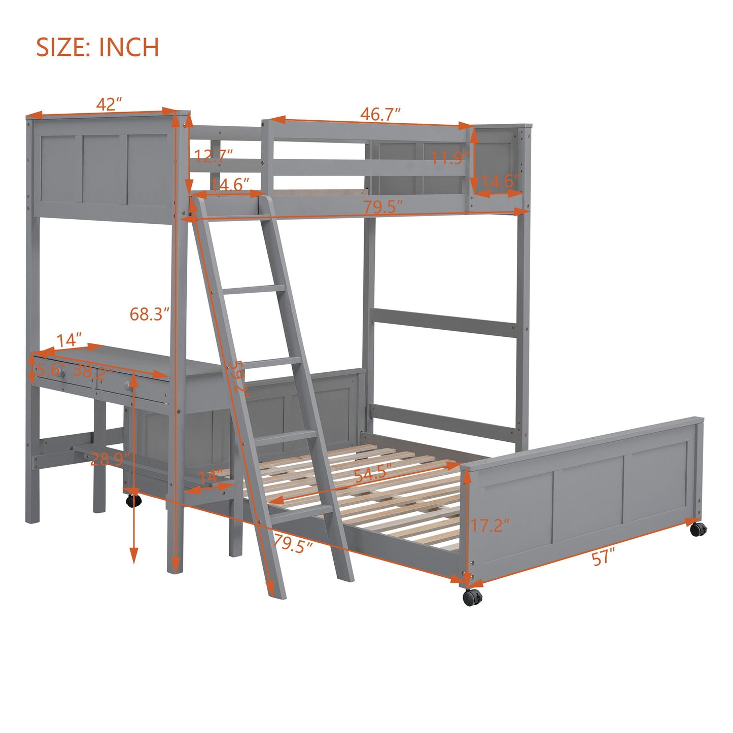 Full Over Full Bunk Bed With Desk - The Sleep Loft - Online Mattress Showroom NYC