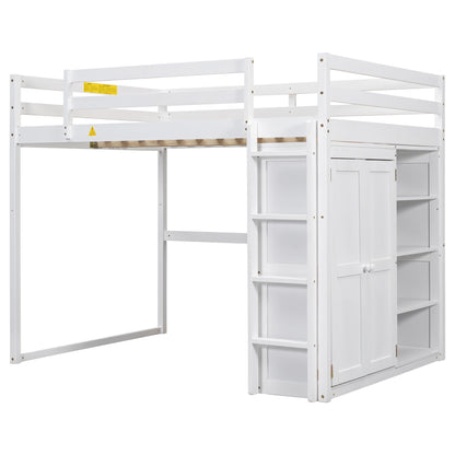 Loft Bed With Built In Wardrobe, Storage Shelves, And LED Light - The Sleep Loft - Online Mattress Showroom NYC