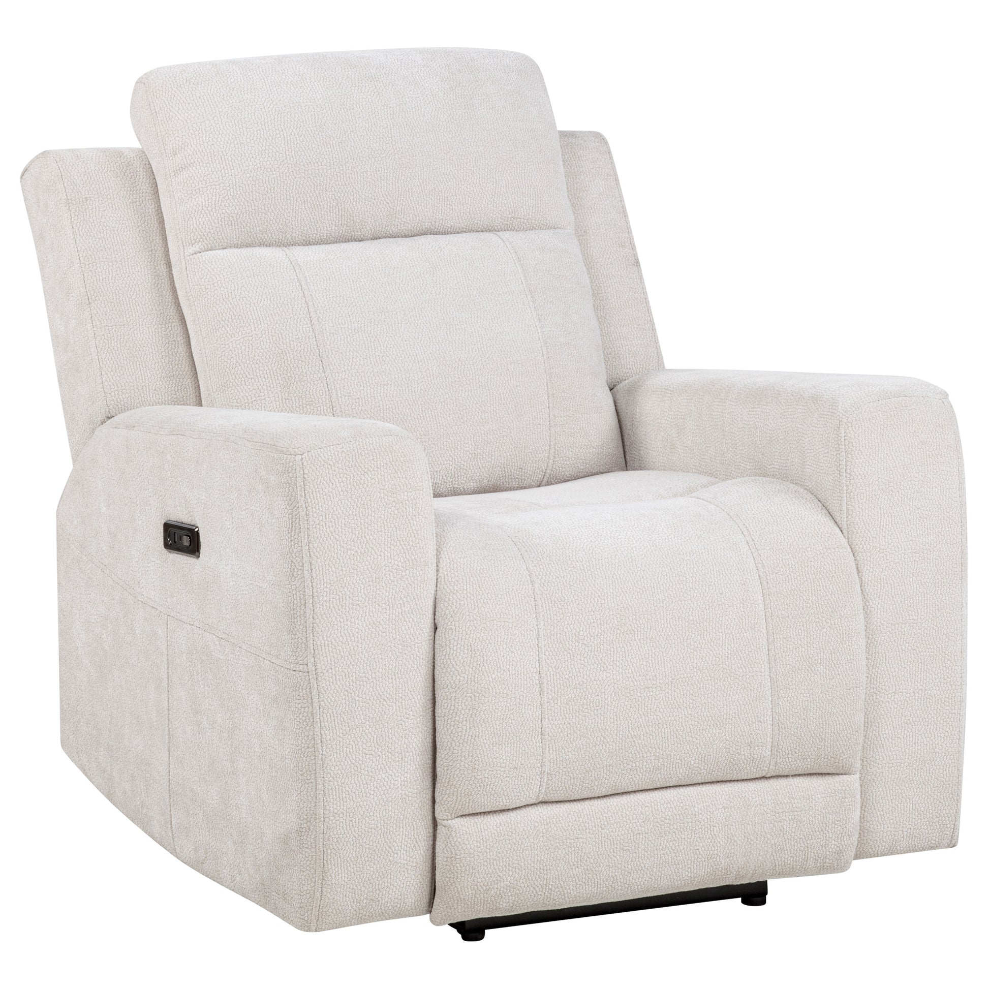 Kennett Chenille Upholstered Power Recliner Chair Ivory