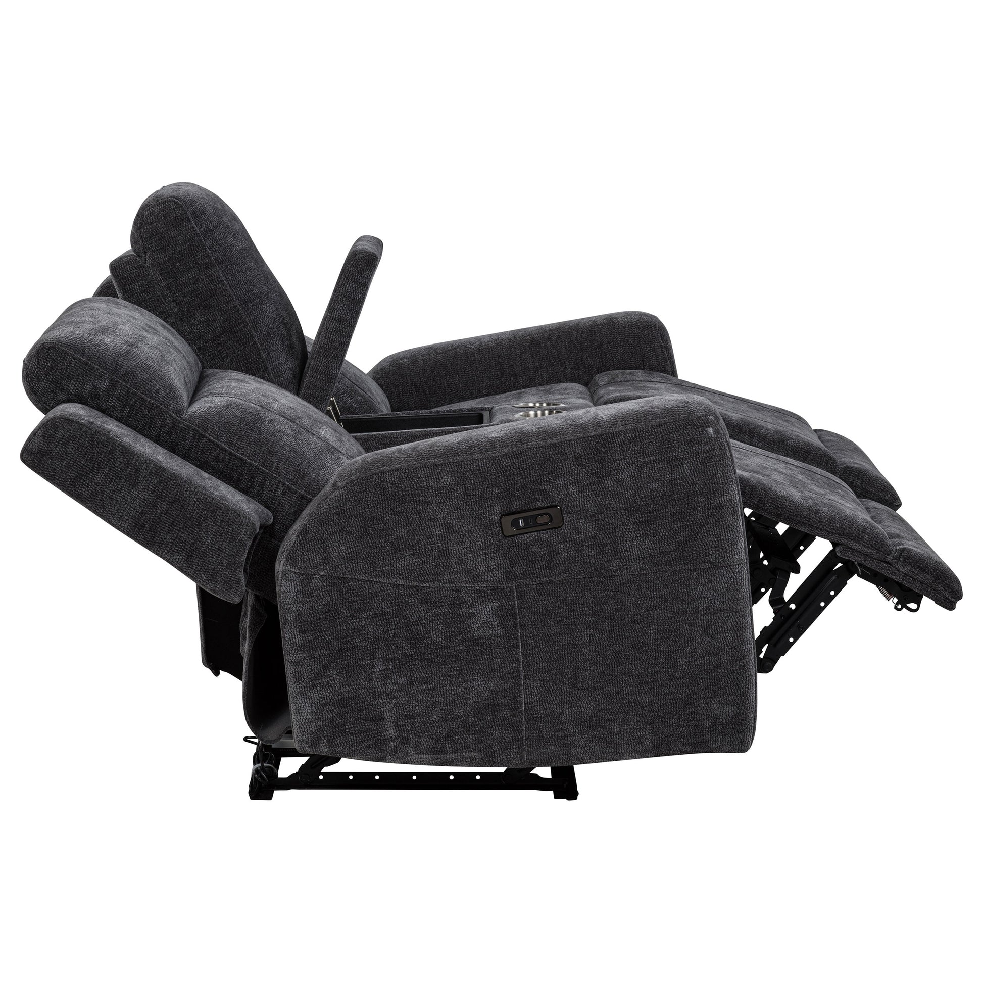 Kennett Chenille Upholstered Power Reclining Loveseat Grey