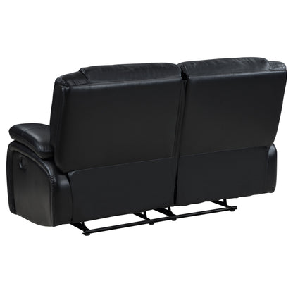 Camila 3-piece Upholstered Reclining Sofa Set Black
