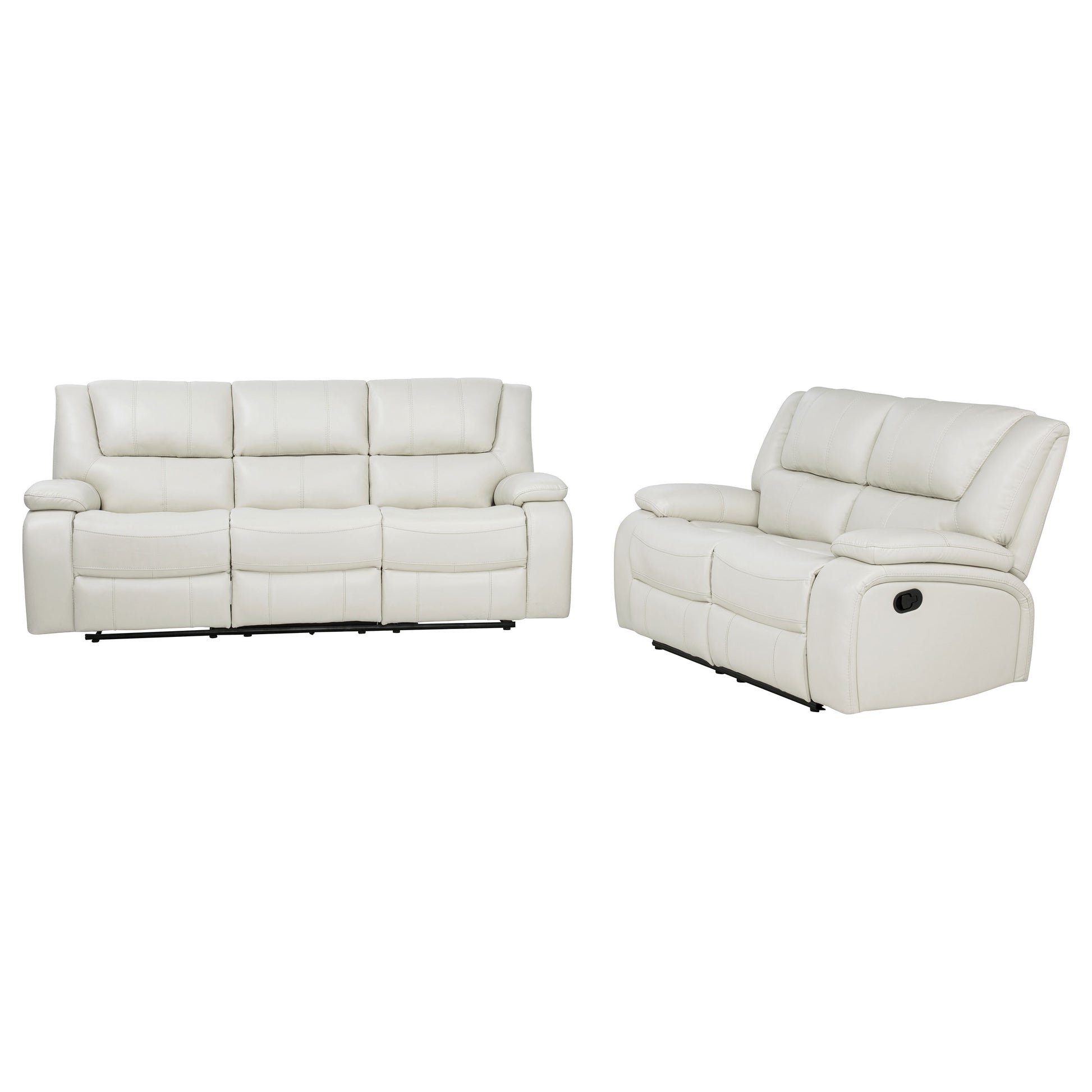 Camila 2-piece Upholstered Reclining Sofa Set White