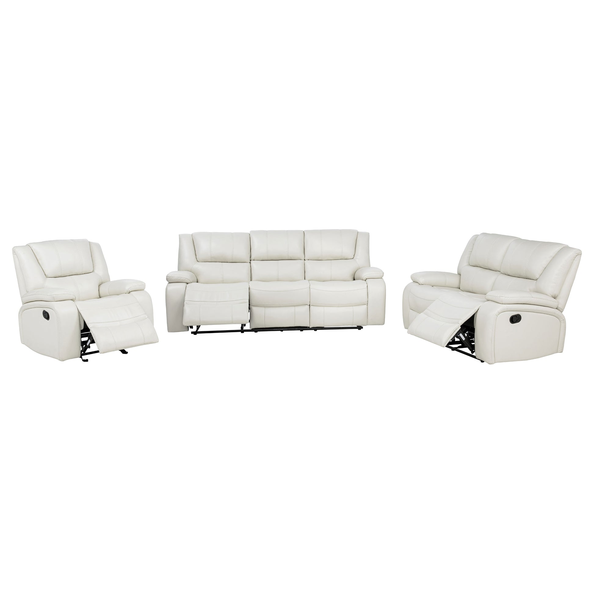 Camila 3-piece Upholstered Reclining Sofa Set White