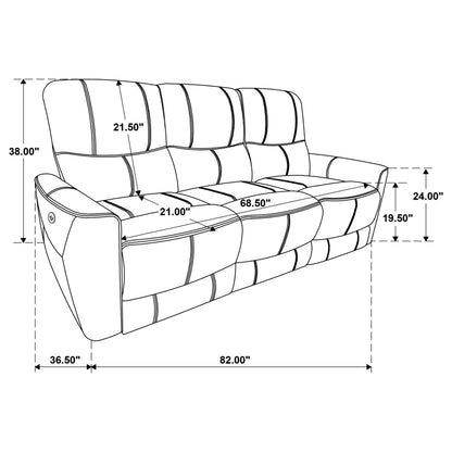 Greenfield Upholstered Power Reclining Sofa Saddle Brown