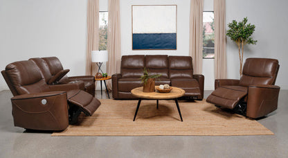 Greenfield Upholstered Power Recliner Chair Saddle Brown
