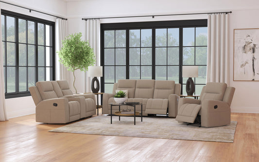 Brentwood 3-piece Upholstered Reclining Sofa Set Taupe - The Sleep Loft - Online Mattress Showroom NYC