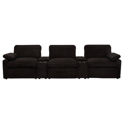 Collins 5-Piece Power Reclining Home Theater Seating Chocolate Brown