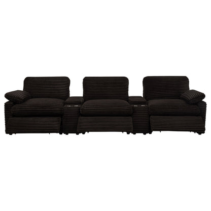 Collins 5-Piece Power Reclining Home Theater Seating Chocolate Brown
