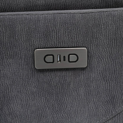 Adler Upholstered Power Swivel Glider Recliner Charcoal Grey