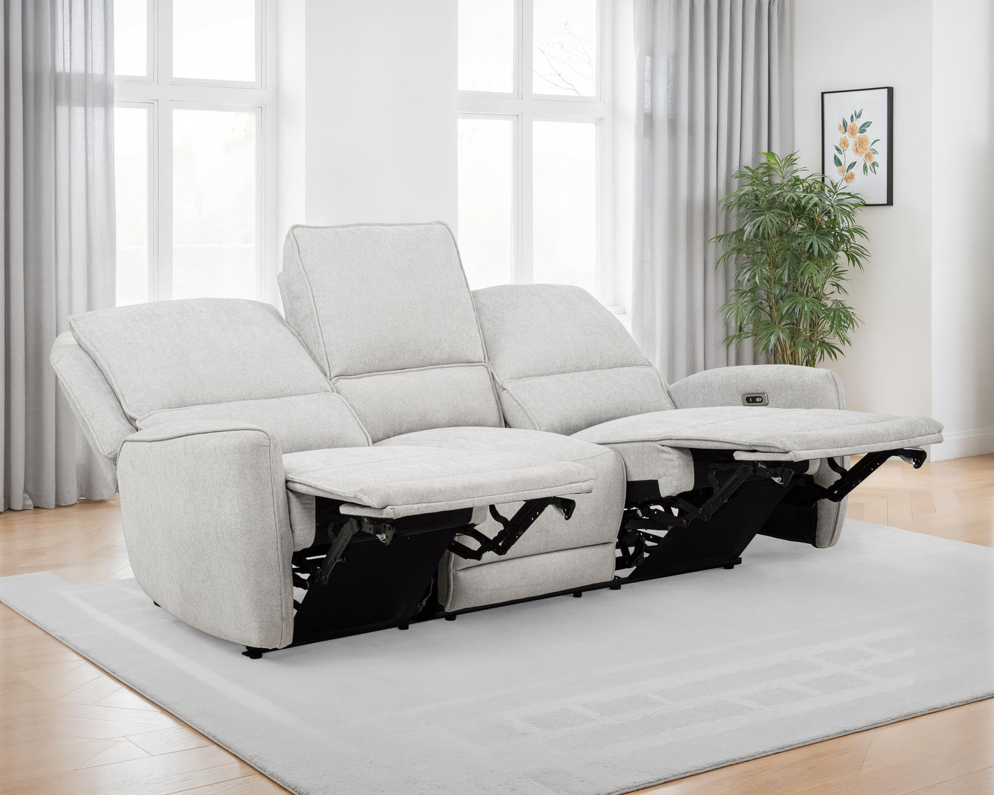 Sylmar Chenille Upholstered Power Reclining Sofa Dove Grey