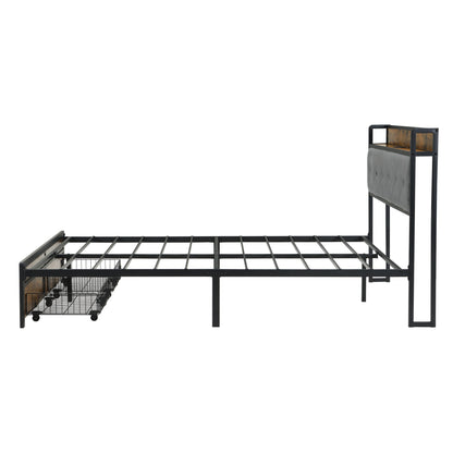 Modern Bed Frame With LED Lights, Upholstered Headboard, USB Charging - The Sleep Loft - Online Mattress Showroom NYC