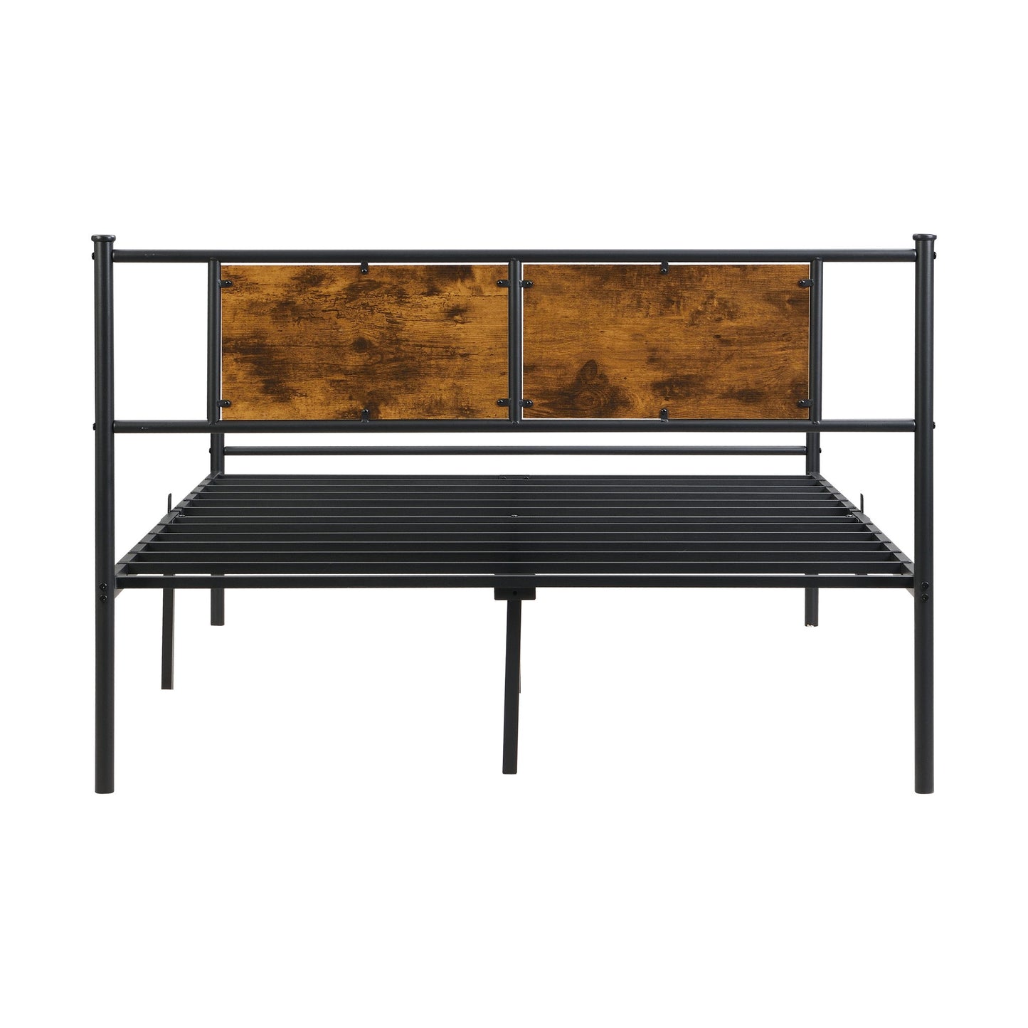 Modern Metal Bedframe With Headboard, Durable Steel Structure