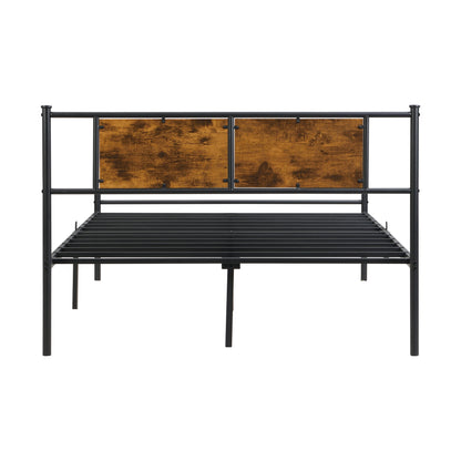 Modern Metal Bedframe With Headboard, Durable Steel Structure