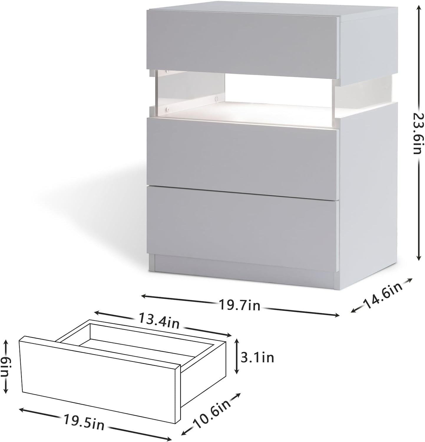LED Nightstands, 3 Drawer For Bedroom - The Sleep Loft - Online Mattress Showroom NYC