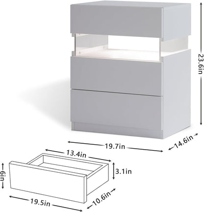 LED Nightstands, 3 Drawer For Bedroom - The Sleep Loft - Online Mattress Showroom NYC