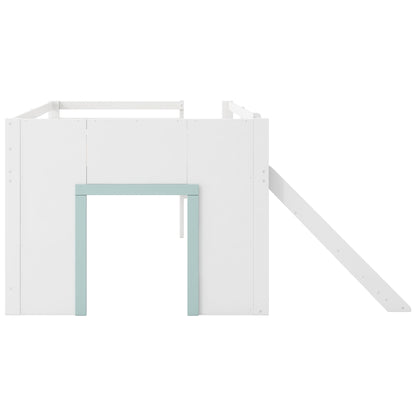 Modern Low Loft Bed With Slide, 3 Storage Drawers, And 2 Doors - The Sleep Loft - Online Mattress Showroom NYC