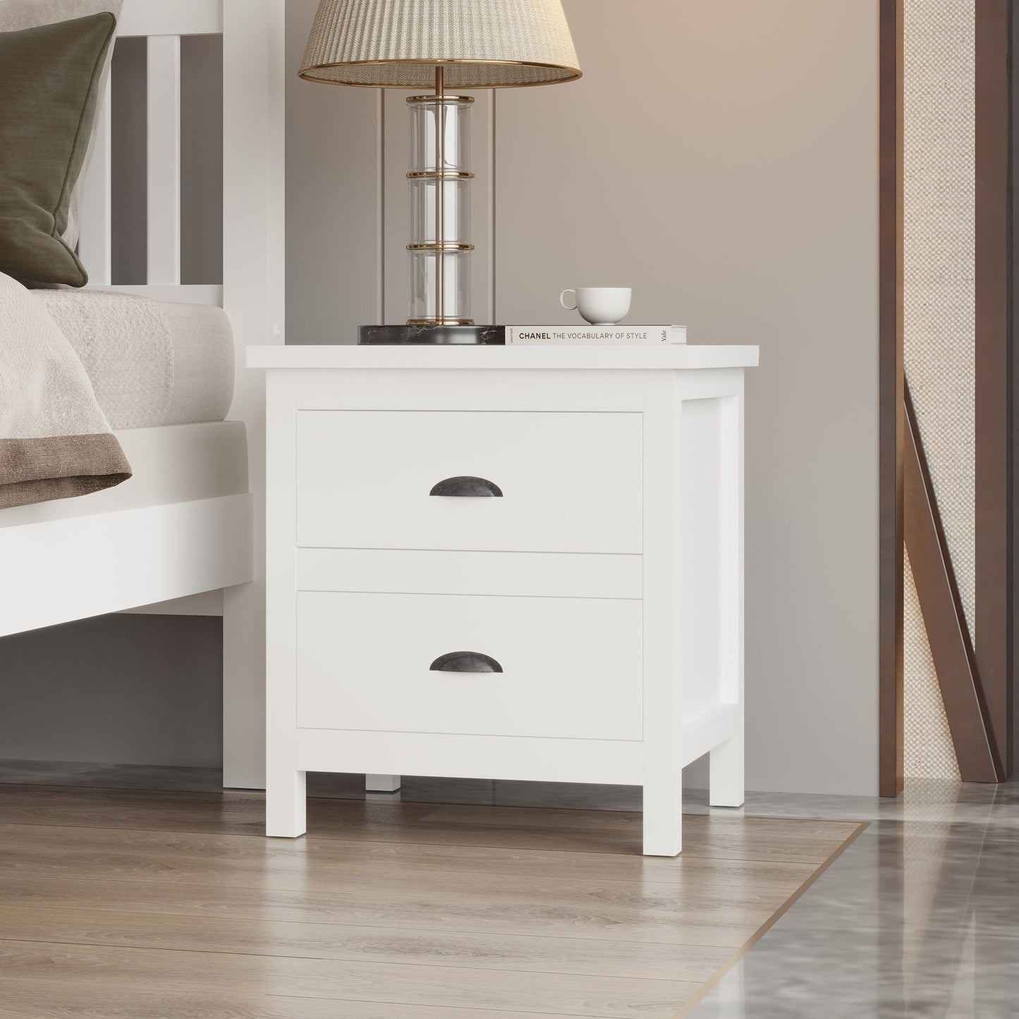 Versatile Solid Wood Night Stand With Drawers For Living Room And Bedroom - White - The Sleep Loft - Online Mattress Showroom NYC
