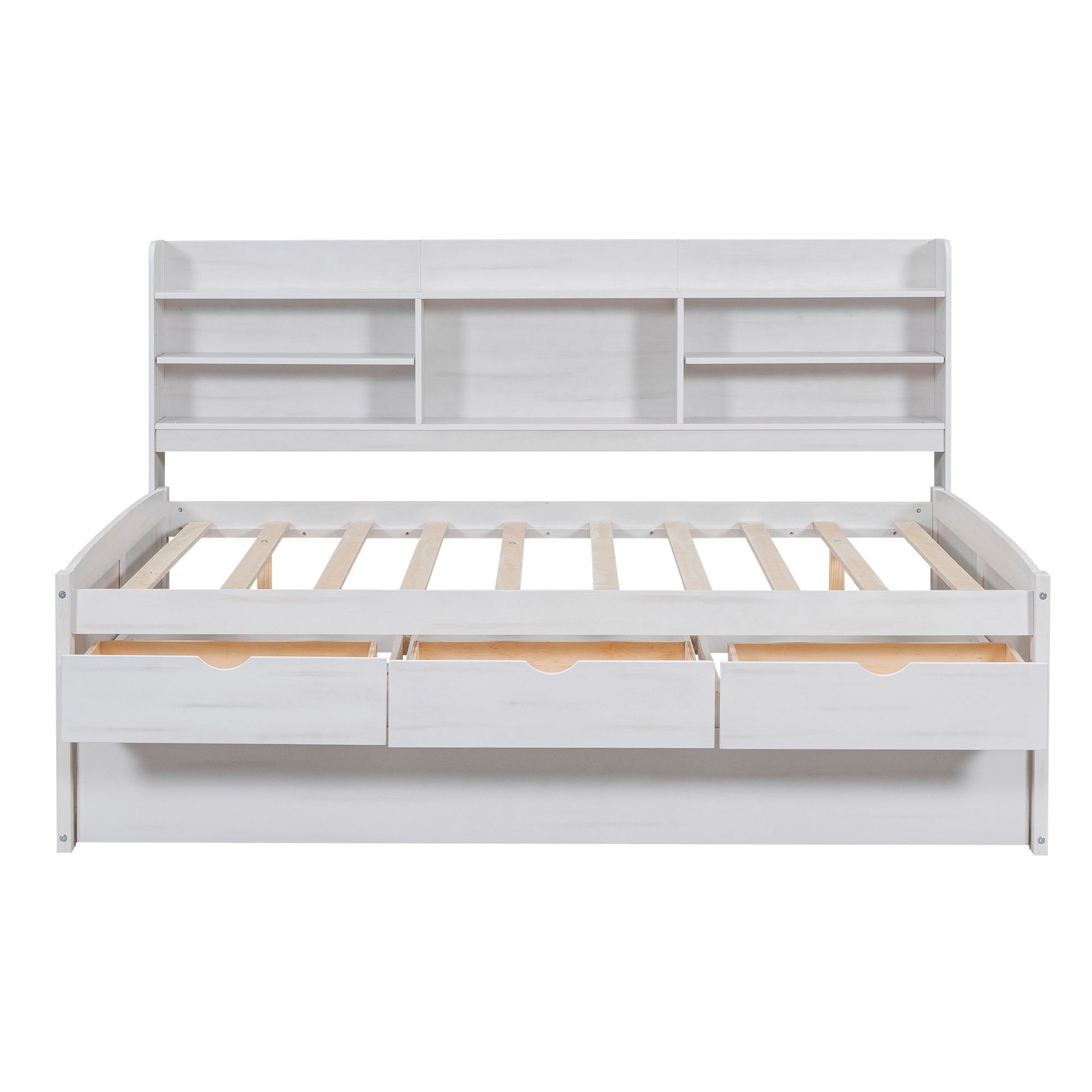Captain Bed With Built In Bookshelves, 3 Storage Drawers, And Trundle - The Sleep Loft - Online Mattress Showroom NYC
