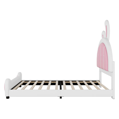 Upholstered Platform Bed With Rabbit Shaped Headboard - The Sleep Loft - Online Mattress Showroom NYC
