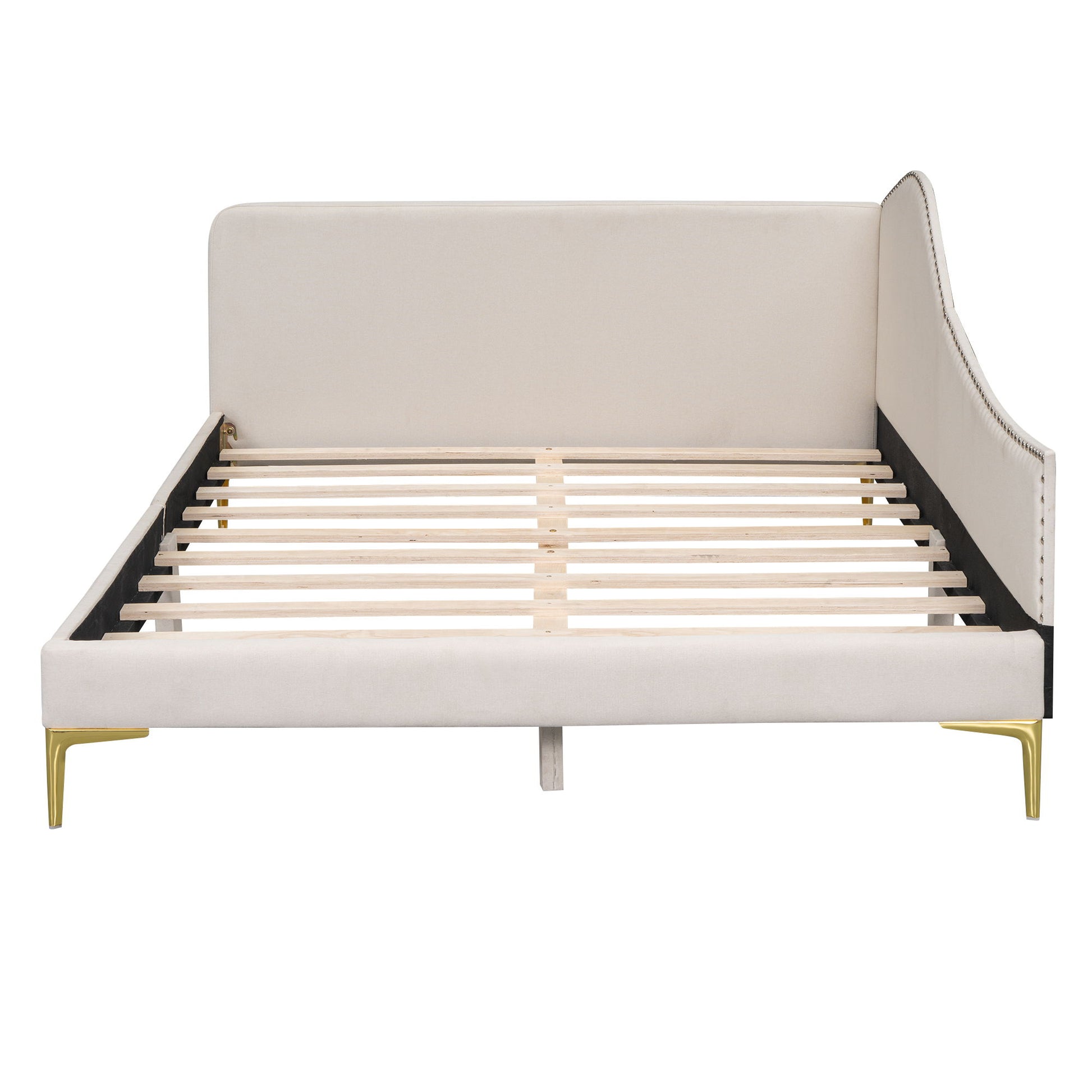 Upholstered Daybed With Headboard And Armrest, Support Legs - The Sleep Loft - Online Mattress Showroom NYC