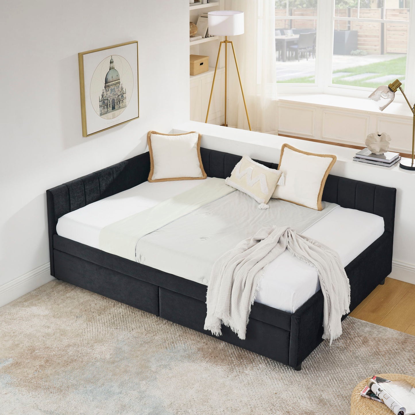 Upholstered Tufted Daybed Frame With Storage Drawers - The Sleep Loft - Online Mattress Showroom NYC