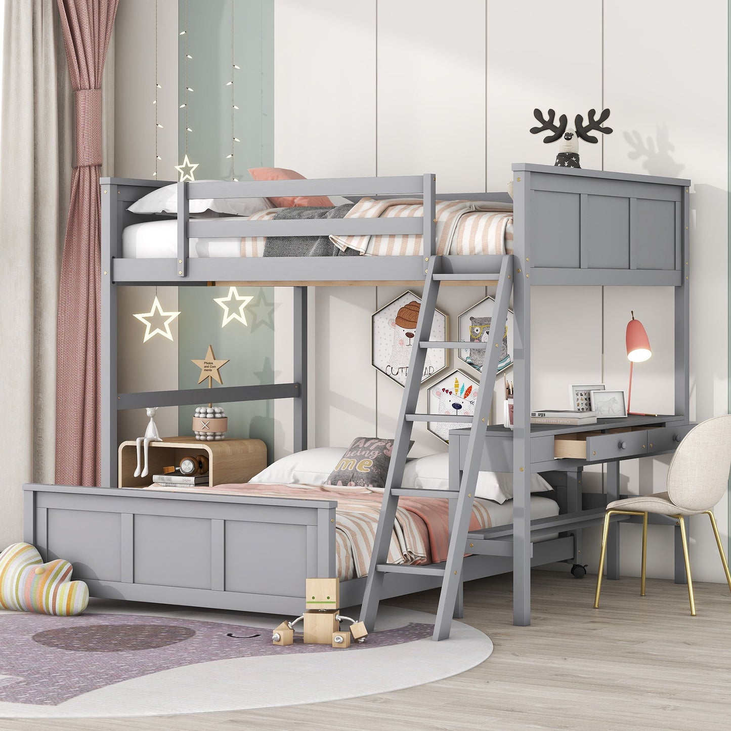 Full Over Full Bunk Bed With Desk - The Sleep Loft - Online Mattress Showroom NYC