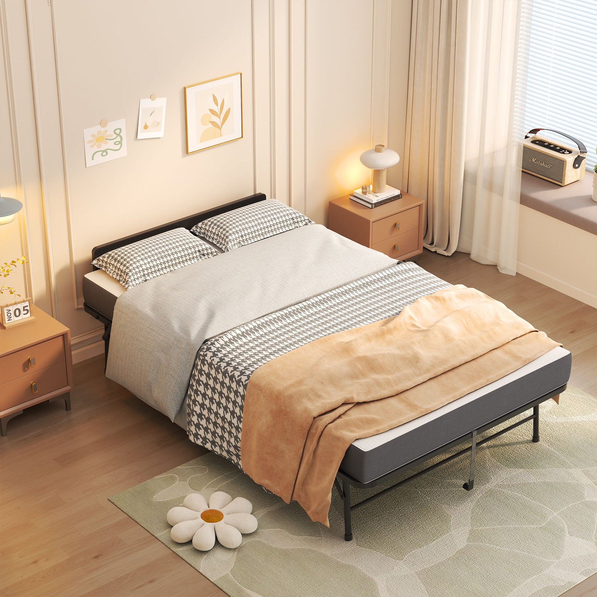 Twin Extra Long Folding Bed With Adjustable Headboard, Cot With Memory Foam Mattress - Black - The Sleep Loft - Online Mattress Showroom NYC